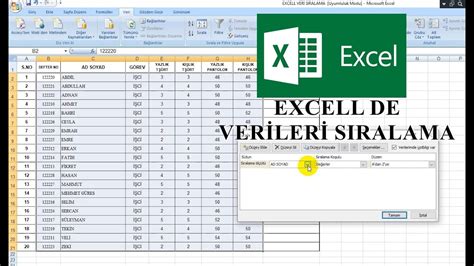 Excel de sıralama nasıl yapılır